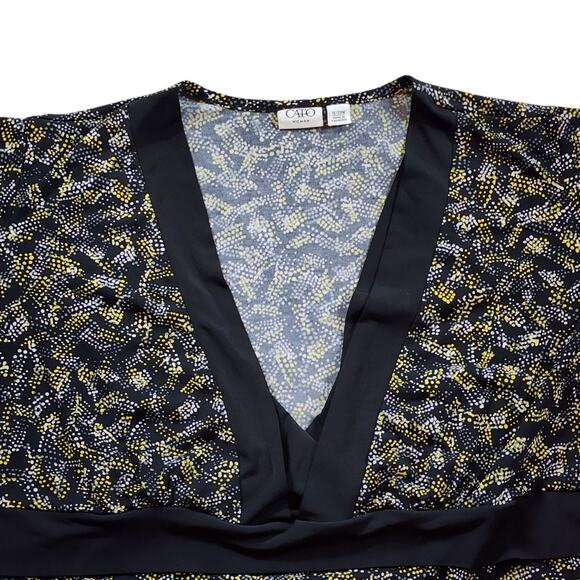 Cato Womens Top Size 18/20W V-Neck Short Flutter Sleeve Stretch Knit Pullover - Picture 3 of 10